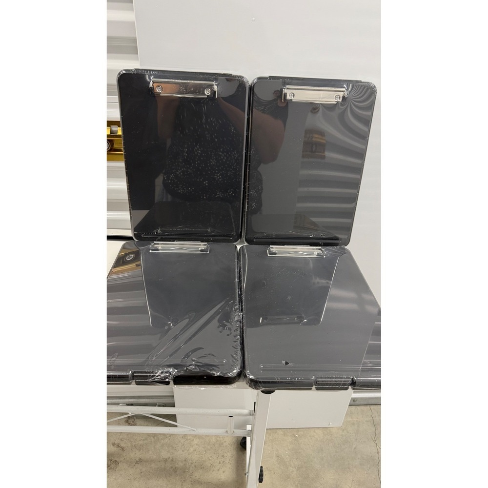 Black Plastic Storage Clipboard with Internal Document Compartment 4 Pack